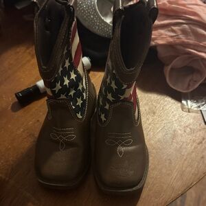 Roper Kids Brown Boots with Flag Design